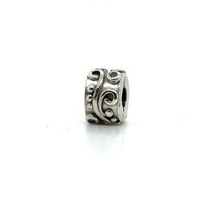 Pandora Sterling Silver Tendril Clip Charm Blue Zirconia 790380CZB